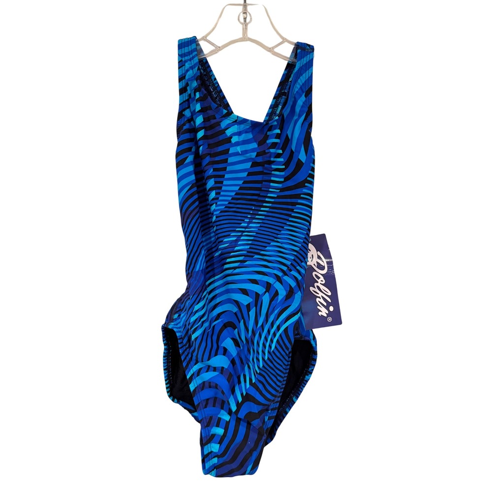 Dolfin Poly Fusion Performance Back Competition Swimsuit Juniors 30 XS Blue NWT